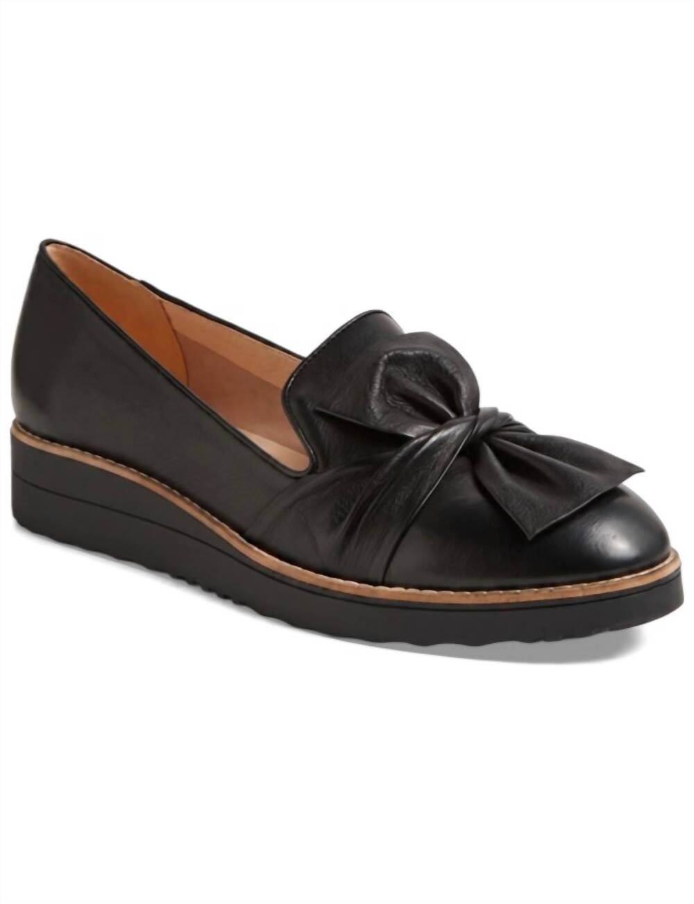 NEW DJANGO & JULIETTE women's oclem slip-on loafers in black leather/ black sole
